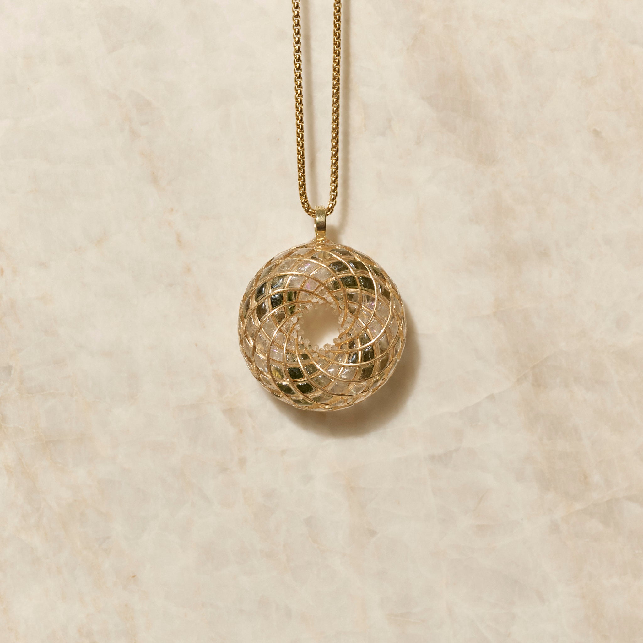 Moldavite & Angel Aura - iTorus iZ Crystal Toroidal Pendant